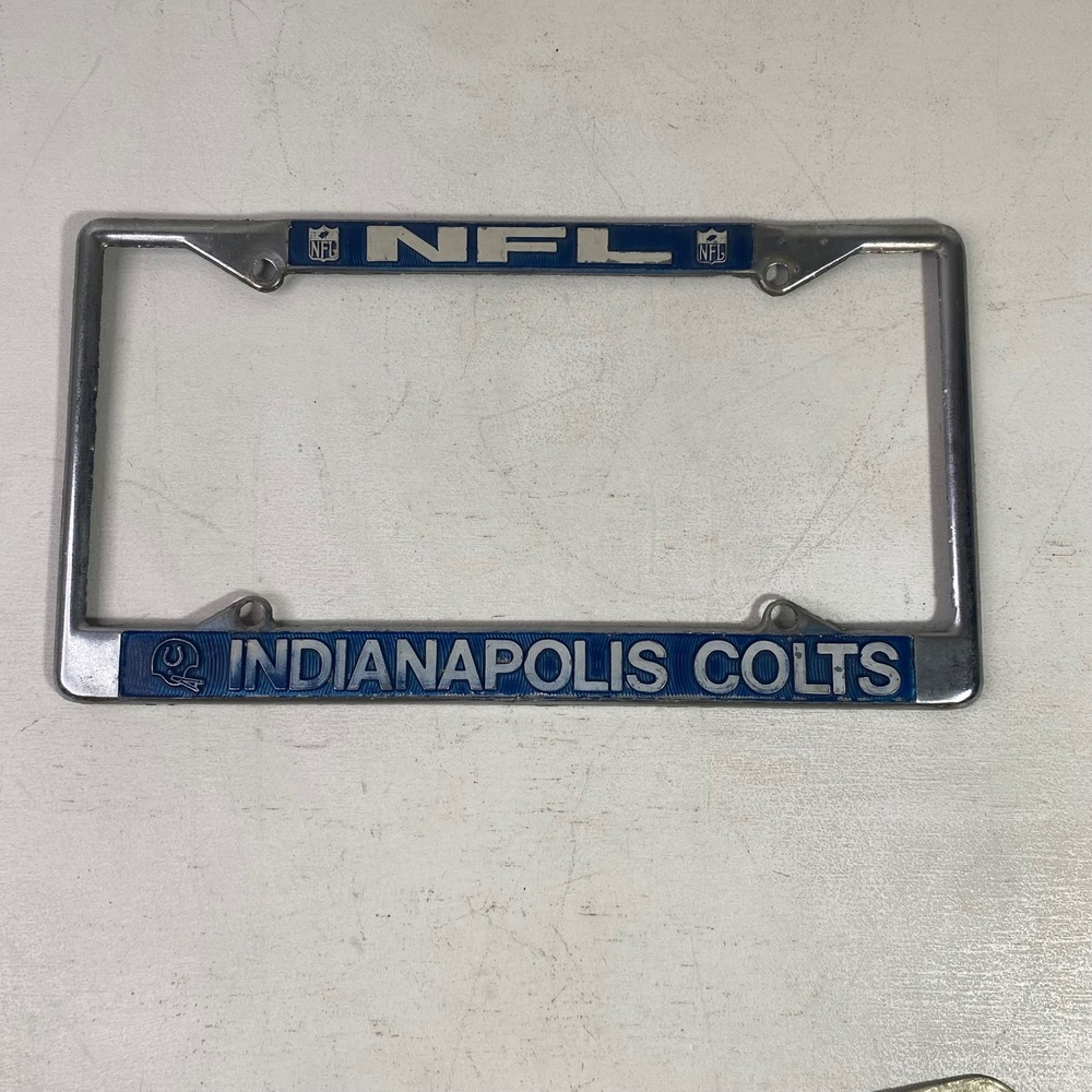Indianapolis Colts NFL License Plate Frame Blue Chrome Metal Vintage Football